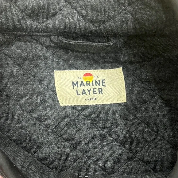 Marine Layer Men's Dark Quilted Zip-Up Sweater